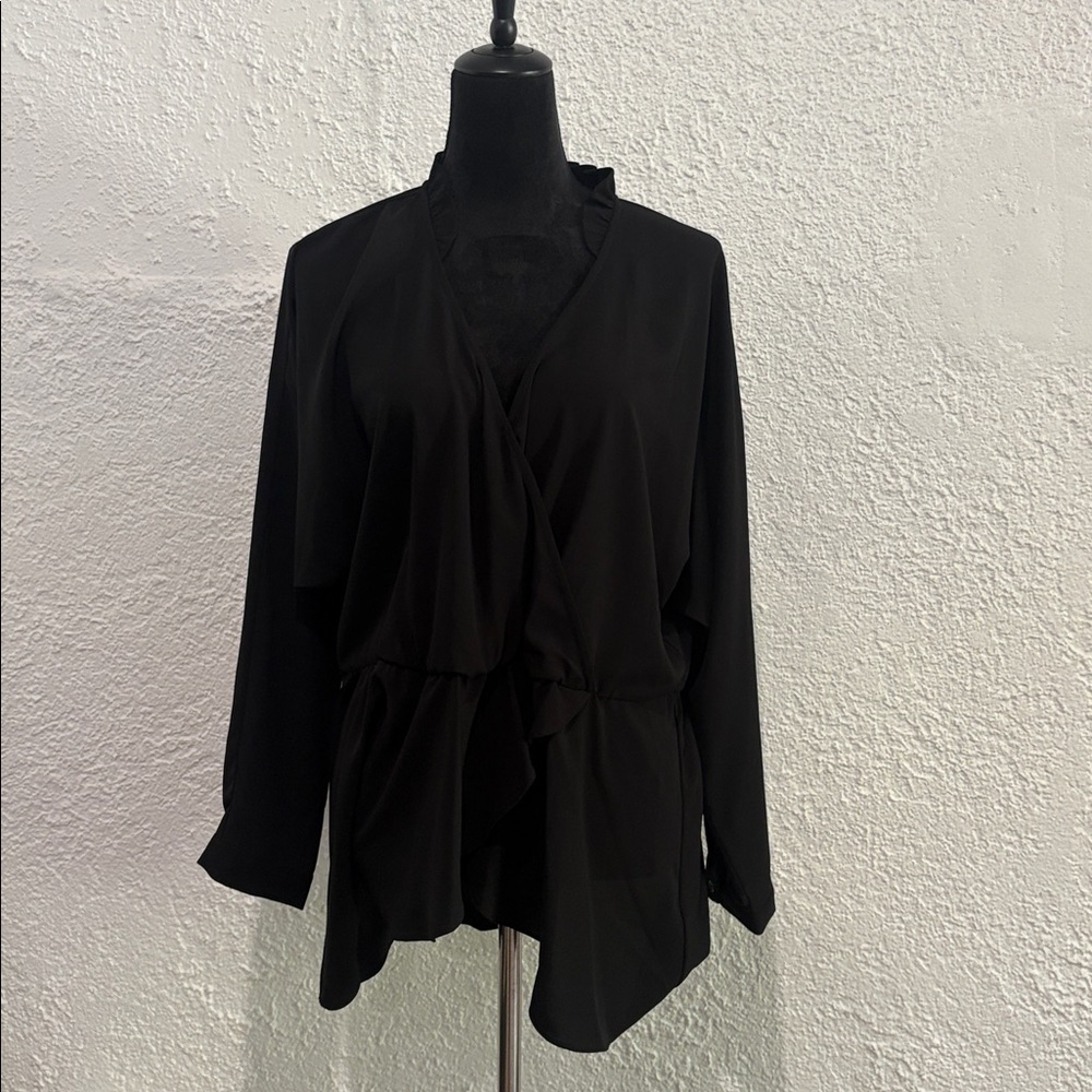 Eloquii Long Sleeve Wrap Sheer Top Size 16 Plus Size